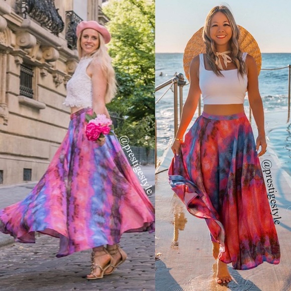 HTF Anthropologie Joni Tie-Dye Midi Skirt - Picture 3 of 10